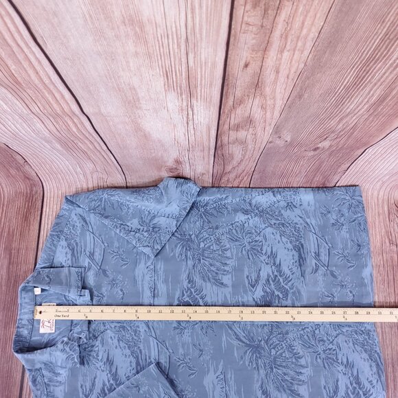 Kahala Mens Large Blue Aloha Hawaiian Palm Tree Island Scenic SS Camp Shirt - Picture 13 of 13